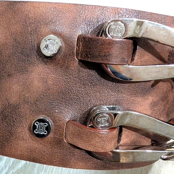 Celine Brown Leather Metal Hook Waist Belt - S - Picture 6 of 10
